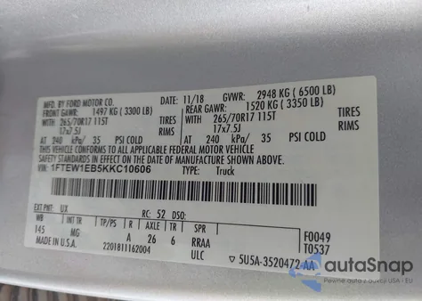 2019 Ford F-150 Xlt z USA, uszkodzony, nr VIN 1FTEW1EB5KKC10606